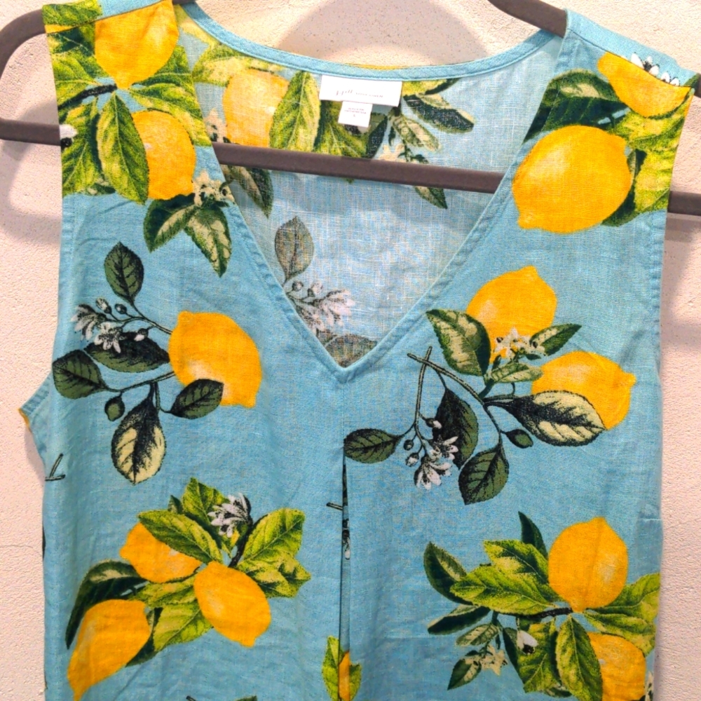 J. Jill Linen Tank Lemon Dress Size L NWOT